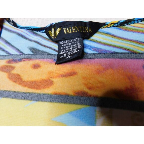 Valentina Woman's Festive Tunic Top Sz. XL Mixed Prints Embellished Bright Bold - Picture 3 of 7